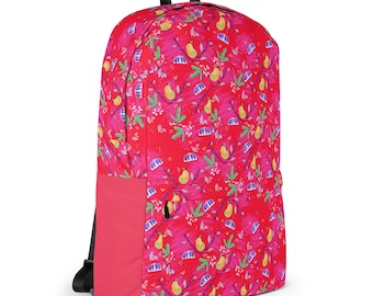 Mango Red Polyester Canvas Backpack: Water-Resistant Laptop Bag