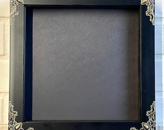 Black Deep Shadow Box Display Frame | Ornate Baroque Style Corners | 17.5cm x 17.5cm