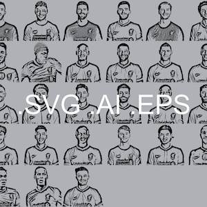 Liverpool FC svg Football Team Players svg eps ai files headshots - Digital Download - Premier League Mo Salah Virgil van Dijk Sadio Mané