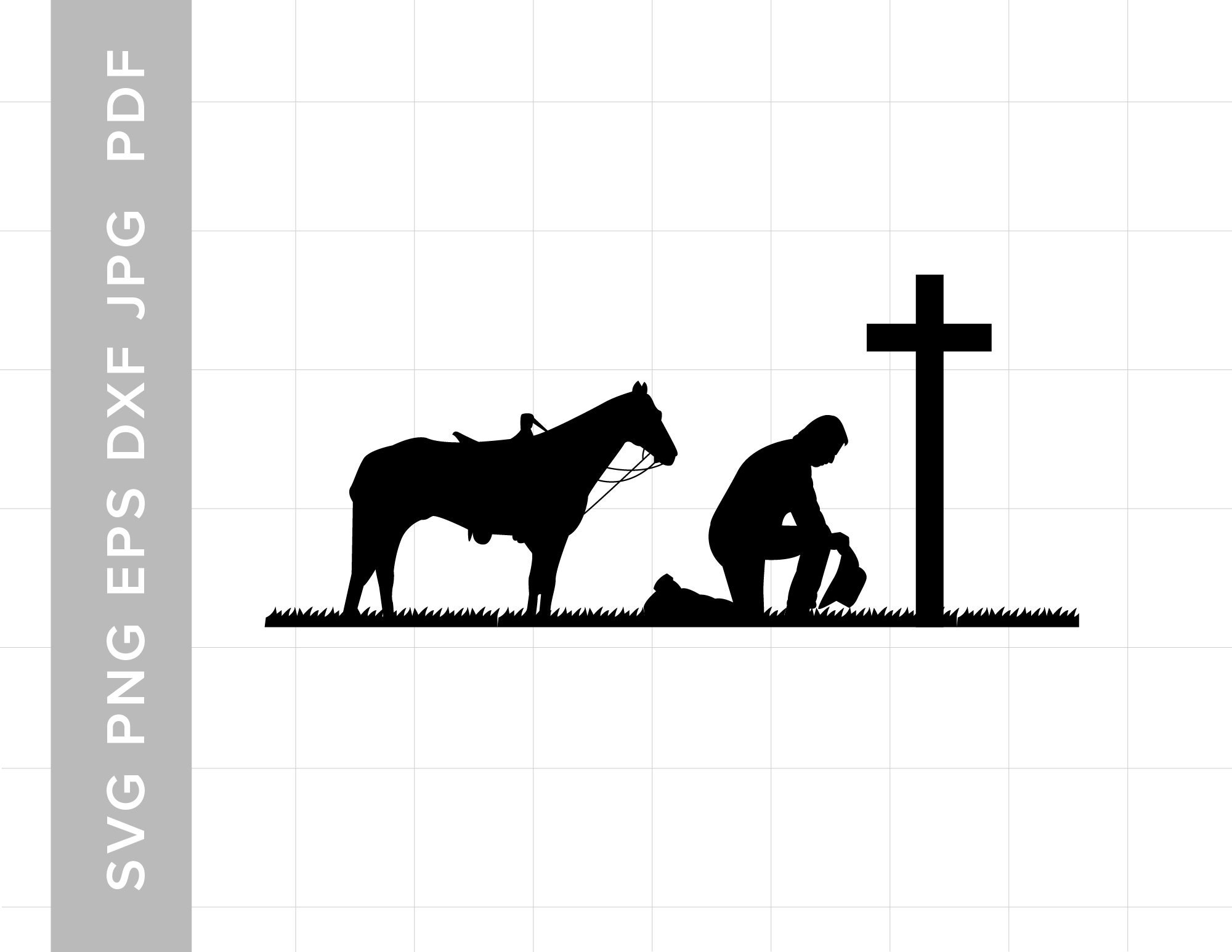 Cowboy Kneeling Praying Svg Horse Digital Download For Cricut And