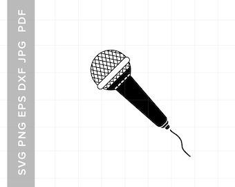 Microphone Music Silhouette Clipart Instant Download for Cricut Cameo Silhouette SVG Cut File JPG Printable Image PNG Transparent File