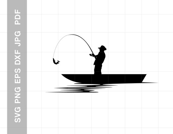 Fisherman SVG Fisherman Silhouette Fisherman Clip Art Fish svg Fishing Boat  svg Fishing Cricut Fishing Cut File png dxf jpg svg eps