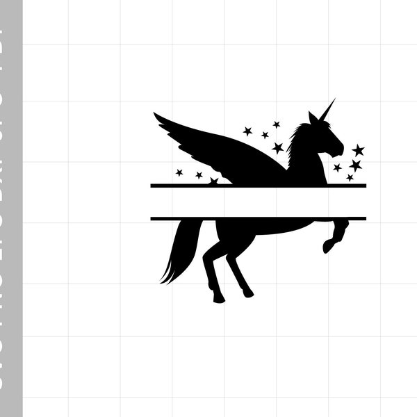 Cute magic Unicorn Pegasus monogram Instant Download files includes Cricut Cameo Silhouette SVG eps png jpex dxf
