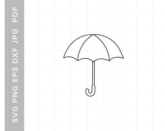 Umbrella Outline Svg, Umbrella  Umbrella Cut Files,Digital Download for Cricut and Silhouette includes svg, dxf, eps, pdf, png file formats