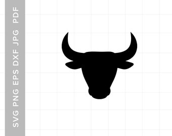 Bull head Digital Download for Cricut and Silhouette includes svg dxf eps pdf png file formats