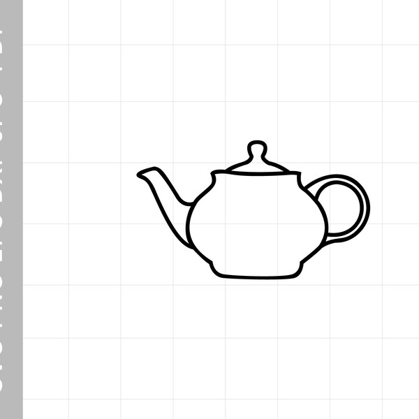 Teapot outline Digital Download for Cricut and Silhouette includes svg dxf eps pdf png file formats