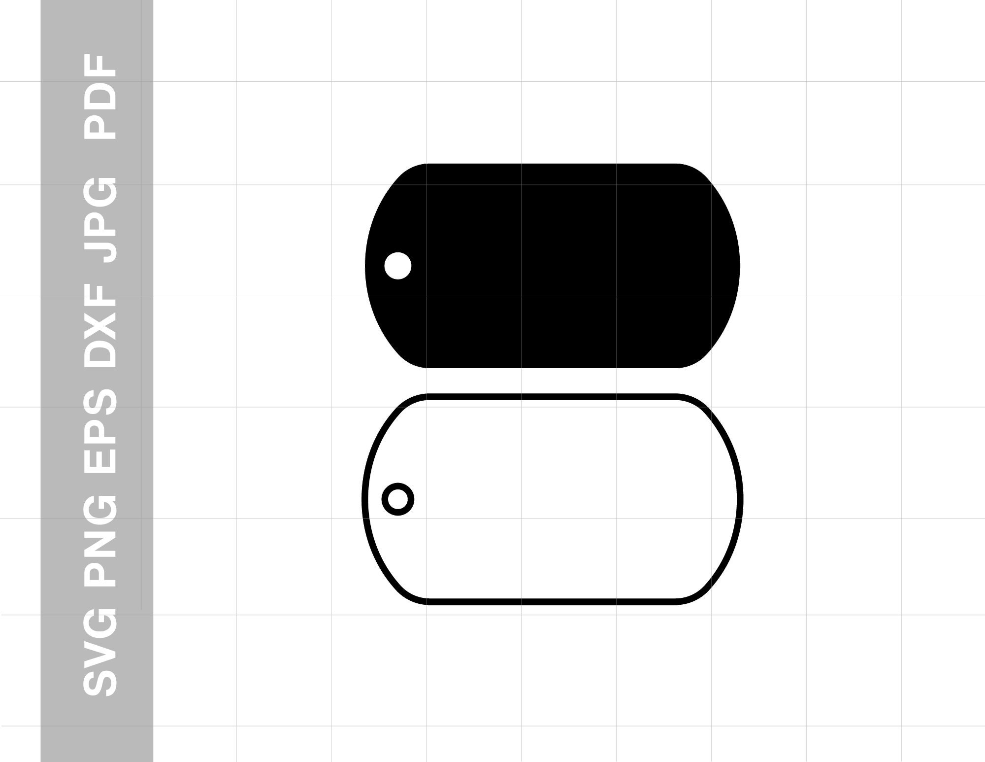 Blank Dog Tags black line art vector illustration instant digital download,  ai, eps, pdf, svg, png and jpg