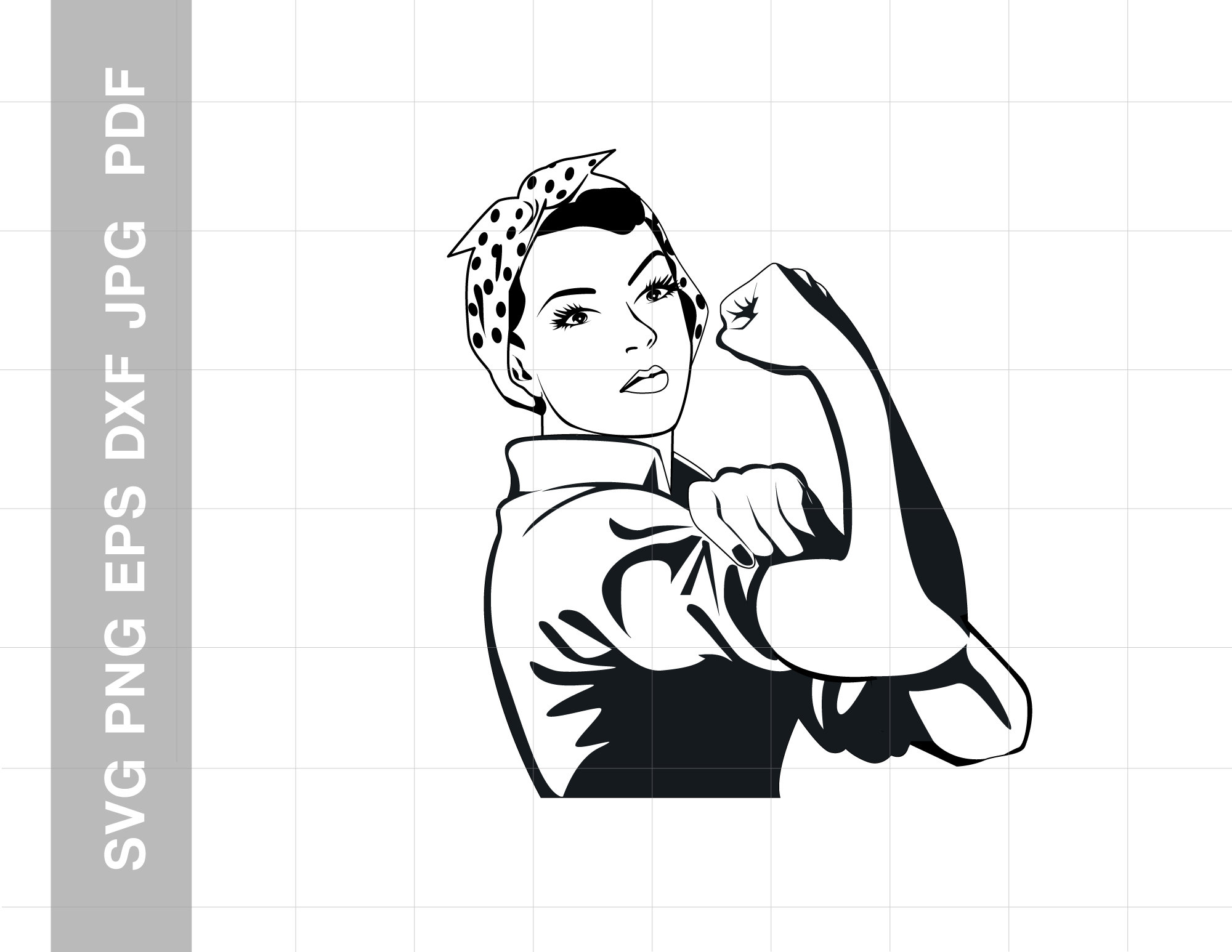 Rosie The Riveter Black And White Outline