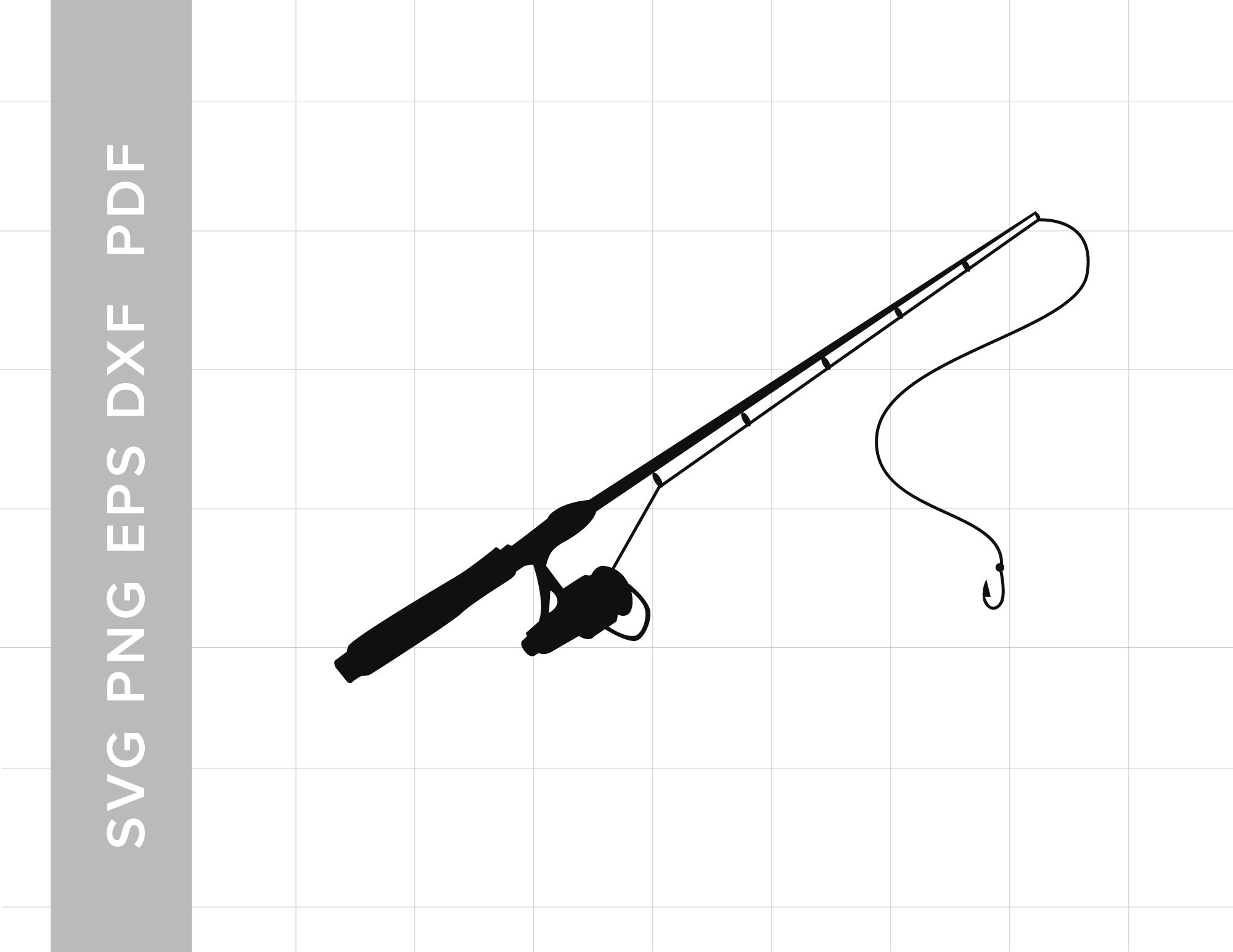Fishing rod svg hook svg pole svg Digital Download for Cricut and  Silhouette includes svg dxf eps pdf png file formats
