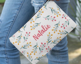 Personalised Makeup Cosmetic Bag With Floral Design | Personalised Birthday Card | Bestie Friend Mum Sister Daughter Nan Gran | Gift For Her