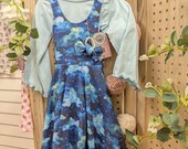 Handmade Organic Cotton Pinafore Dress | Night Sky Print, Twirly Skirt