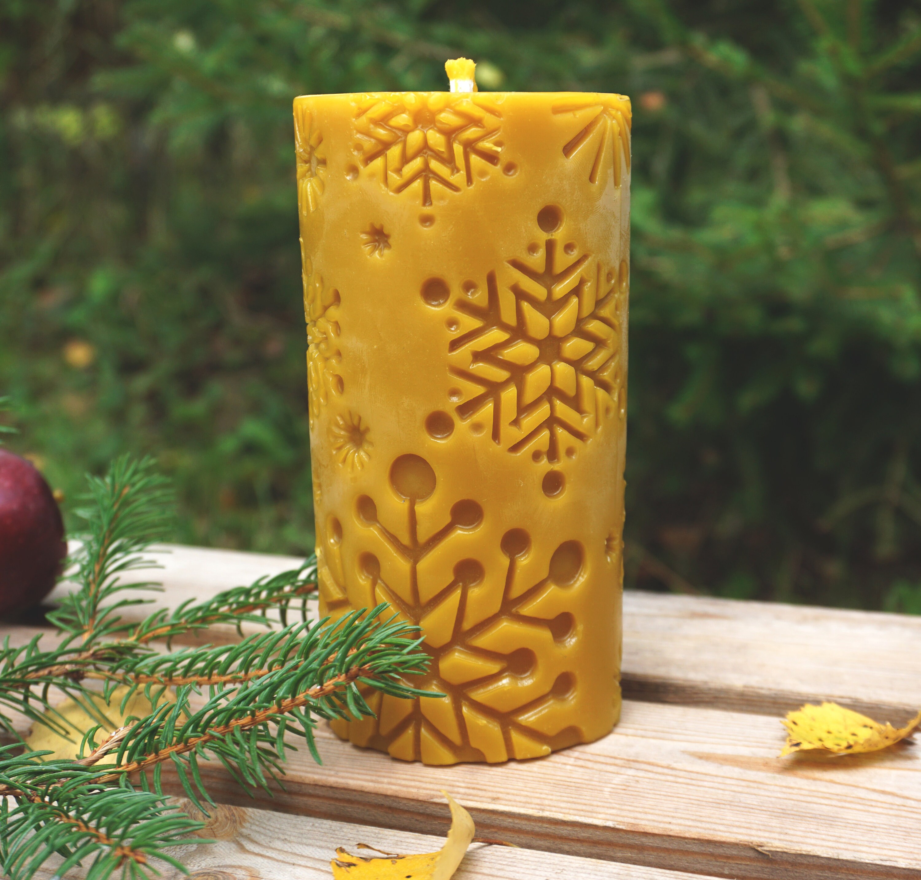 Christmas beeswax candle 14 cm Etsy