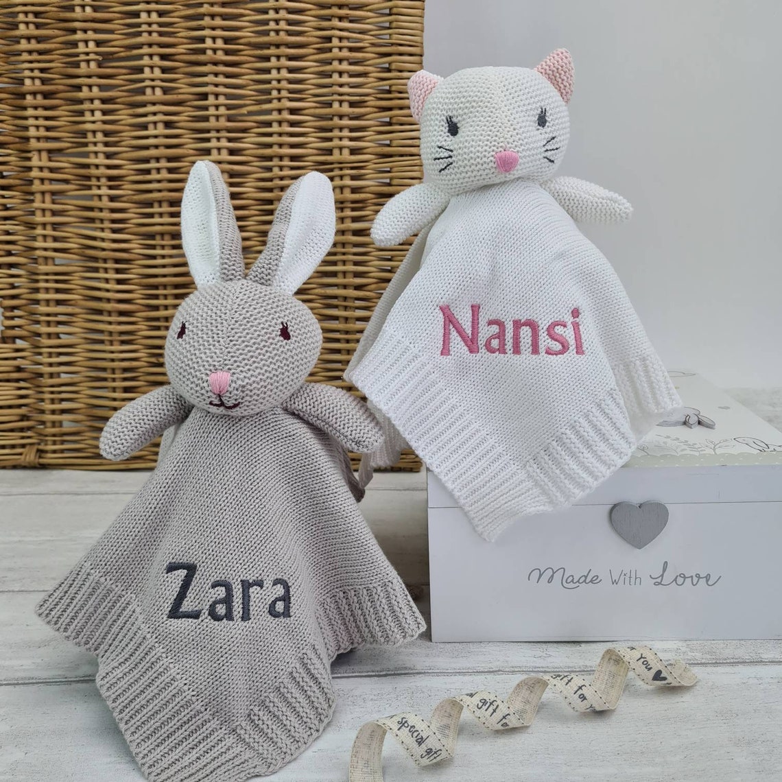 Personalised Knitted Baby Comforter Animal Designs Girl or Etsy