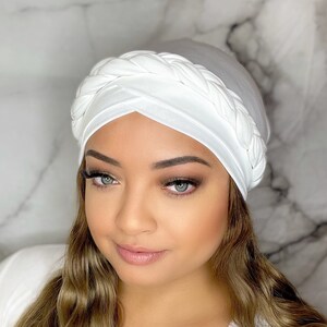 Head Wrap White Turban Stylish Soft Easy To Put On Gift For Her Fast Shipping