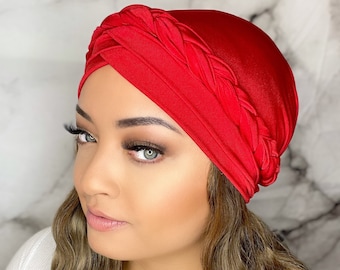 Head Wrap - Red - Turban - Stylish, Soft, Easy To Put On - Gift For Her - Fast Shipping