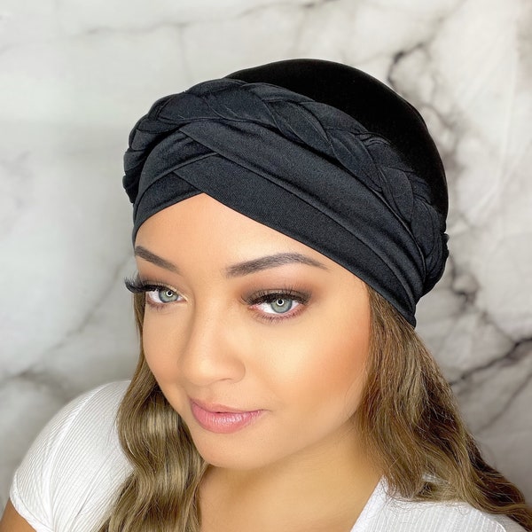 Head Wrap - Black - Turban - Stylish, Soft, Easy To Put On - Gift For Her - Fast Shipping