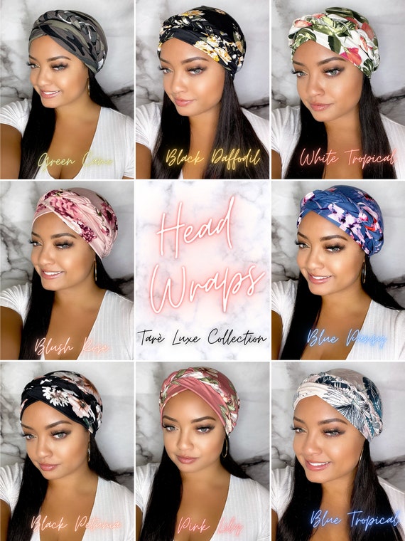 Head Wrap White Tropical Turban Stylish Soft Easy to Put on Fast