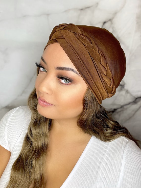 Head Wrap Brown Turban Stylish Soft Easy to Put on Gift for Her