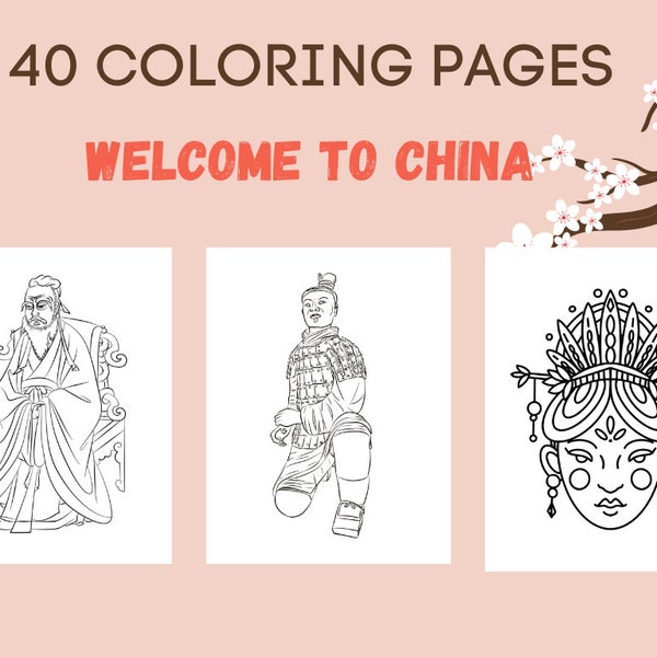 Welcome to China Coloring Book - China Coloring Pages - 40 Coloring Pages - For Kids and Adults - Digital Download