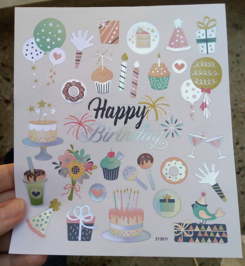 Happy Birthday Stickers Happy Birthday Stickers Sheets Etsy