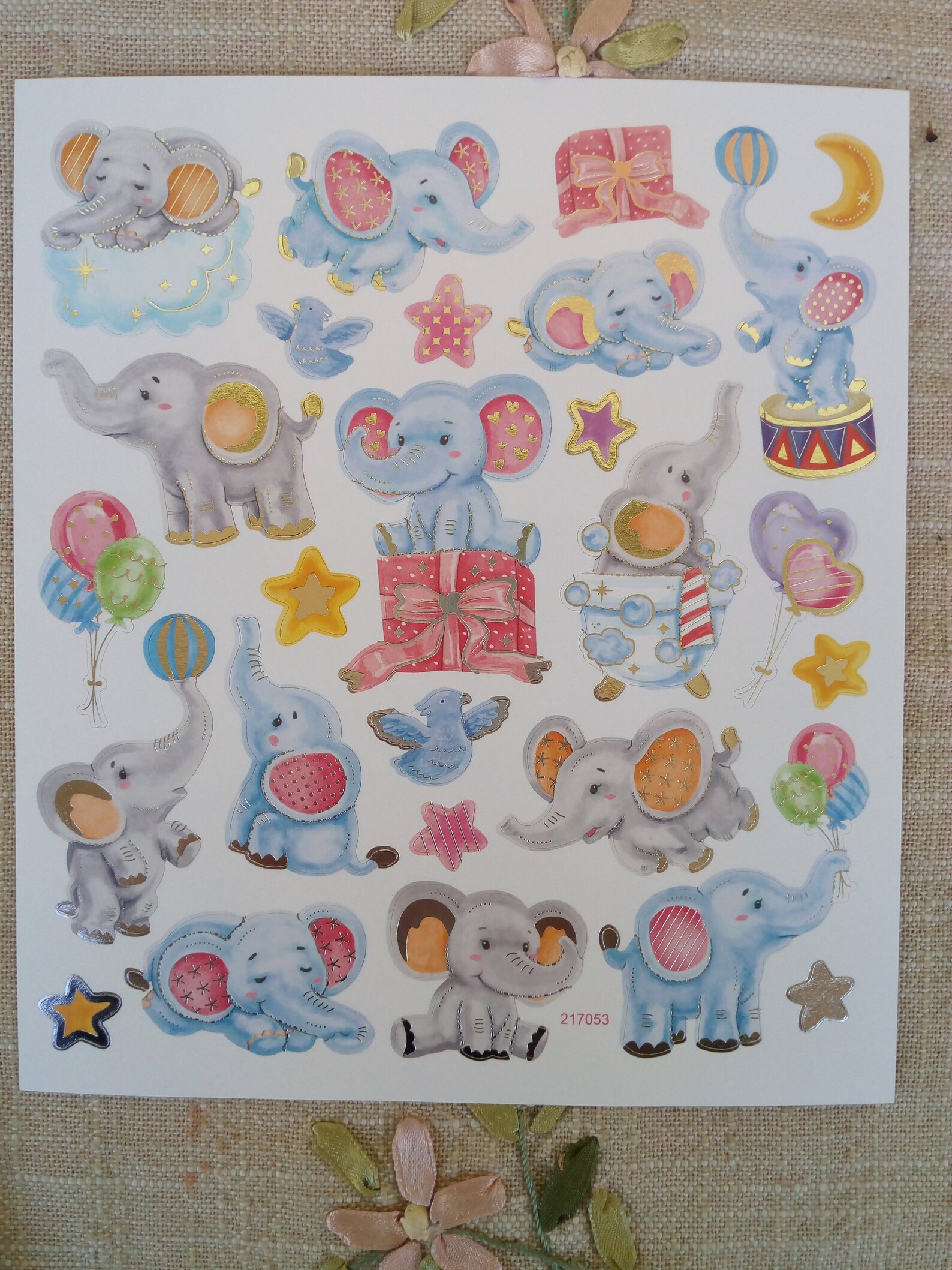 Baby Elephant Baby Shower Stickers, Baby Shower Stickers for Favors