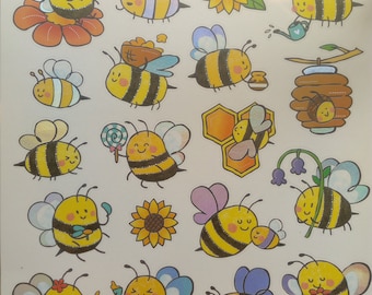 Bee Stickers, Honey Bee Stickers, Bumblebee Stickers, Honey Bee Gifts, Honey Bee Baby Shower, Bee Stickers for Planner, Ηolographic Stickers