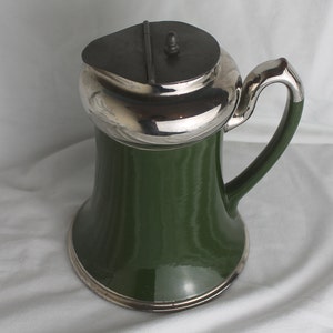 Wein Karaffe, Vintage Keramik Krug mit Zinn Deckel