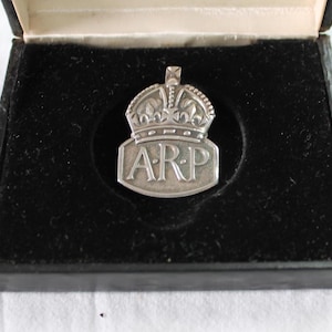 ARP Medal, Silver, Air Raid Precautions Royal Mint Sterling Silver Badge Vintage Medal/ Badge.