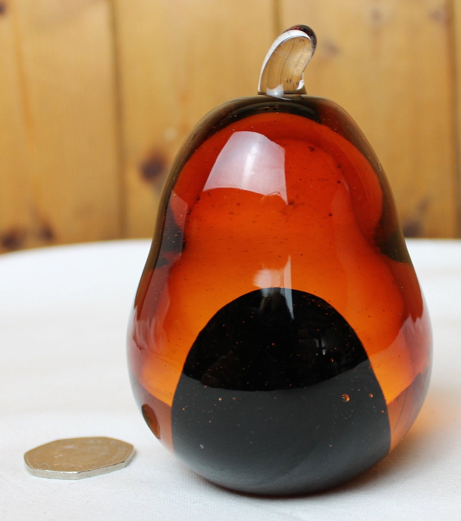 Glass Pear Paperweight or Ornament Vintage Handmade Glass Etsy UK