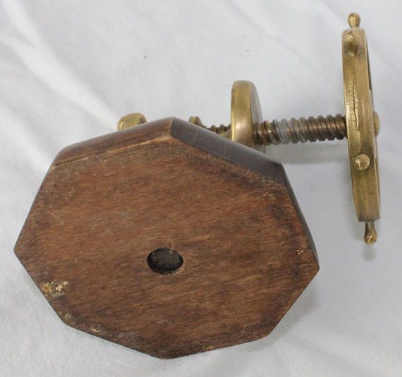 Screw-type Nutcracker; Vintage Nautical Ship's Wheel, Brass