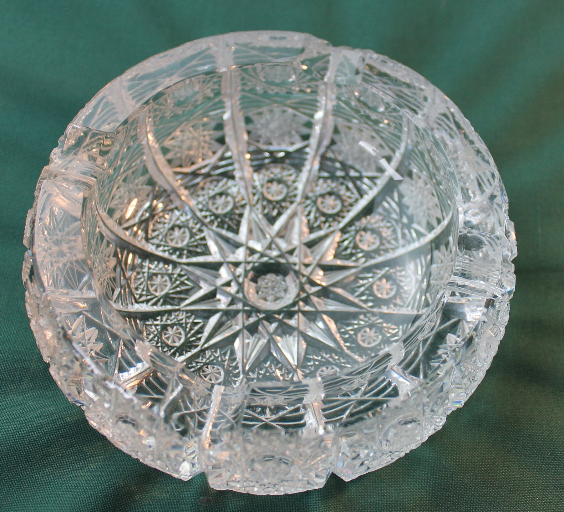 Bohemian Glass Ashtray Vintage Czech Heavy Ashtray Etsy