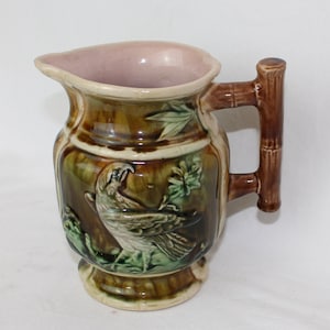 Bird of Prey Ceramic Jug or Pitcher; Vintage large decorative