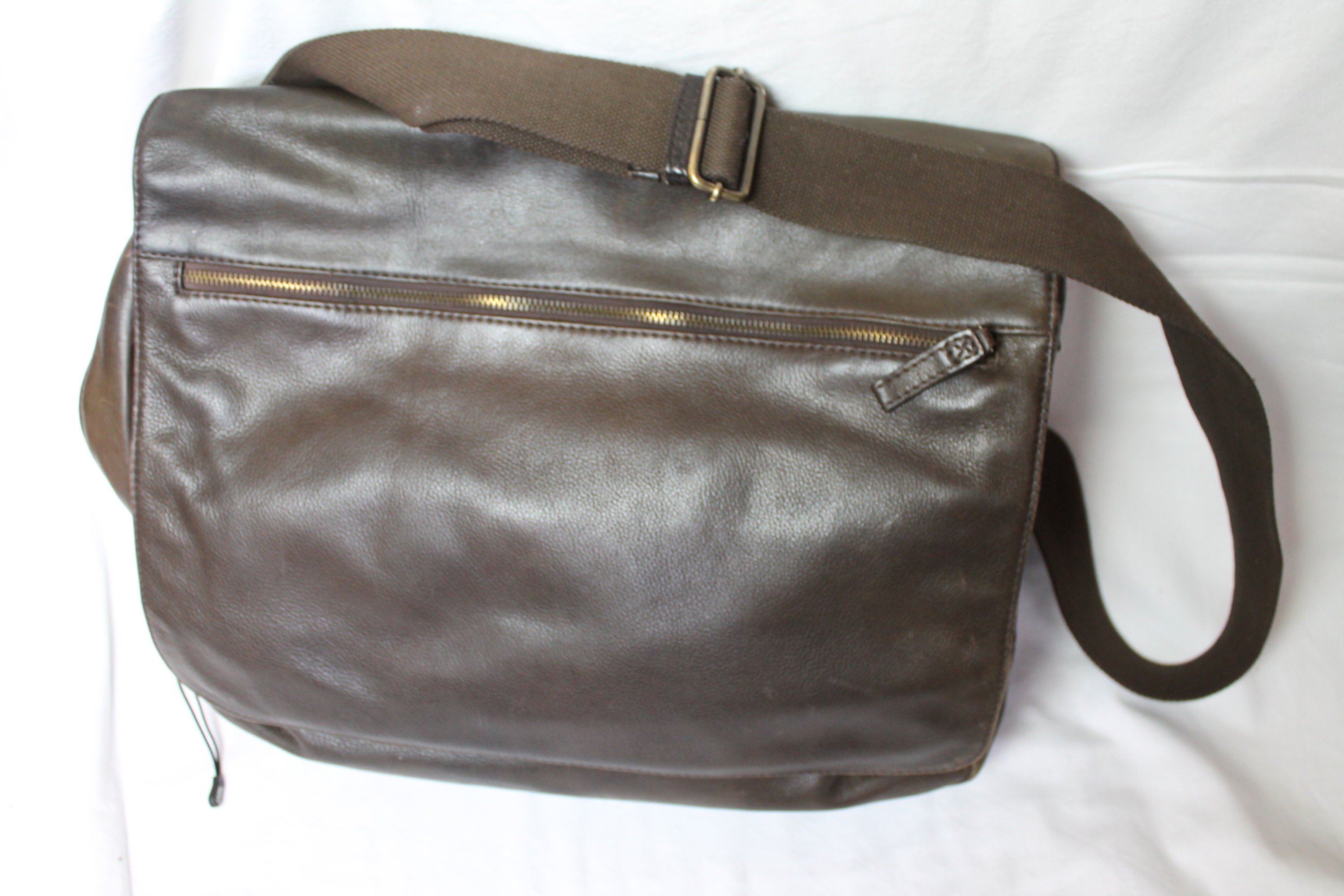 John Lewis Made in Italy Leather Messenger 2 Bag, Brown at John