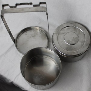 Tiffin Lunch box Stainless Steel Stacking Two container quality box made by Lalit, India in the 1960s, Vintage Quality. image 3