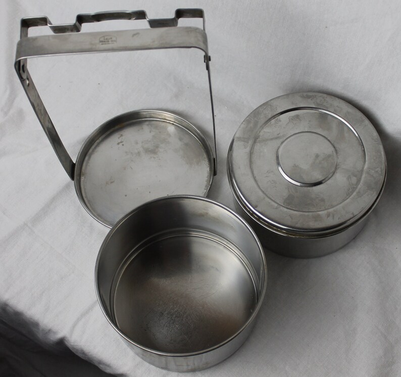 Tiffin Lunch box Stainless Steel Stacking Two container quality box made by Lalit, India in the 1960s, Vintage Quality. image 3