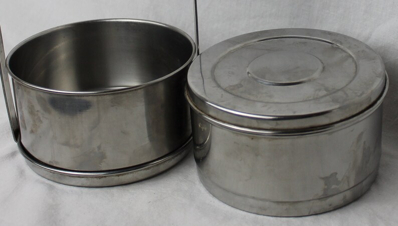 Tiffin Lunch box Stainless Steel Stacking Two container quality box made by Lalit, India in the 1960s, Vintage Quality. image 8