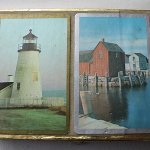 Playing cards; 2 Vintage packs made by Congress in a gold edged gift box