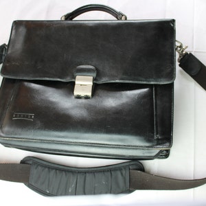 Porte-documents ou sac à bandoulière en cuir noir Texier de qualité exceptionnelle