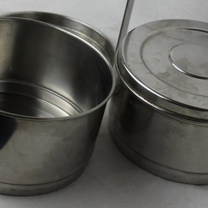 Tiffin Lunch box Stainless Steel Stacking Two container quality box made by Lalit, India in the 1960s, Vintage Quality. image 6