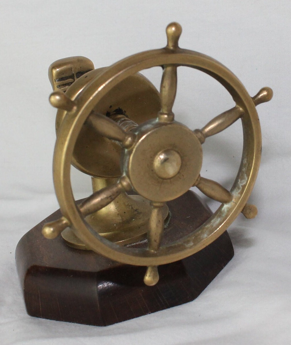 Screw-type Nutcracker; Vintage Nautical Ship's Wheel, Brass