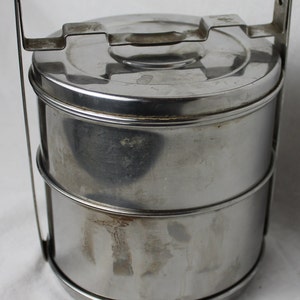 Tiffin Lunch box Stainless Steel Stacking Two container quality box made by Lalit, India in the 1960s, Vintage Quality. image 2