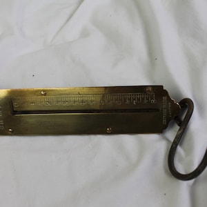 Brass Spring Balance Hanging Scales made by Salters, England. Vintage Scales