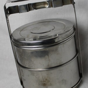 Tiffin Lunch box Stainless Steel Stacking Two container quality box made by Lalit, India in the 1960s, Vintage Quality. image 9