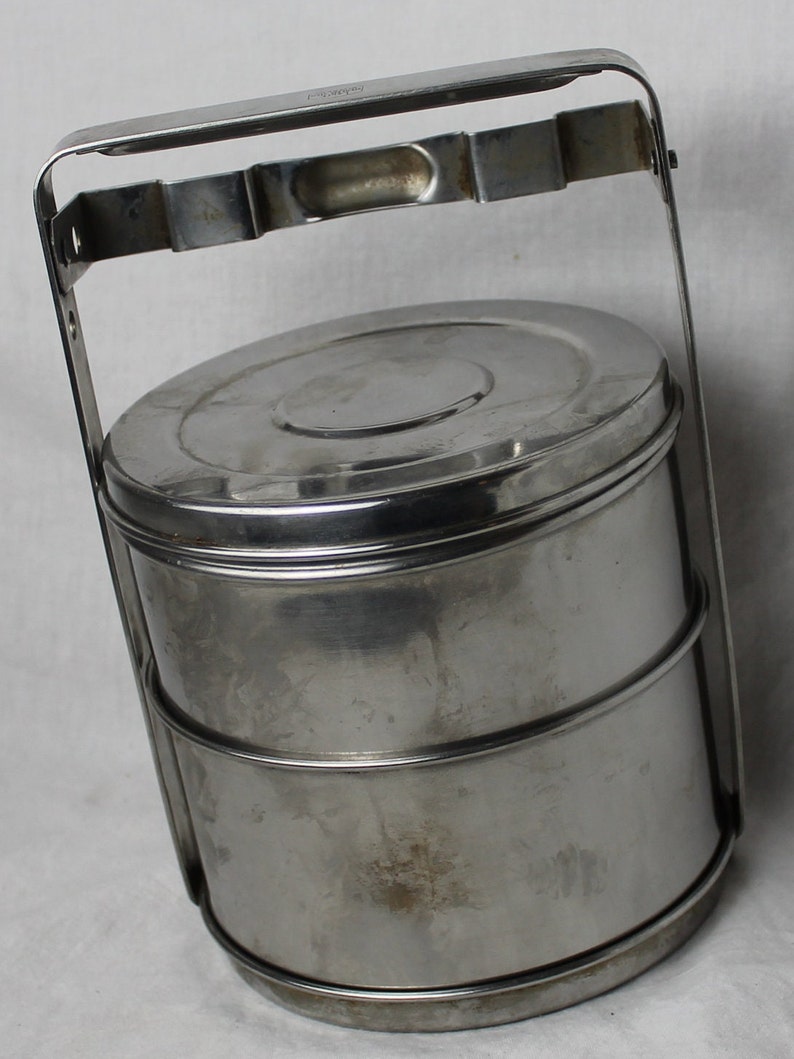 Tiffin Lunch box Stainless Steel Stacking Two container quality box made by Lalit, India in the 1960s, Vintage Quality. image 9