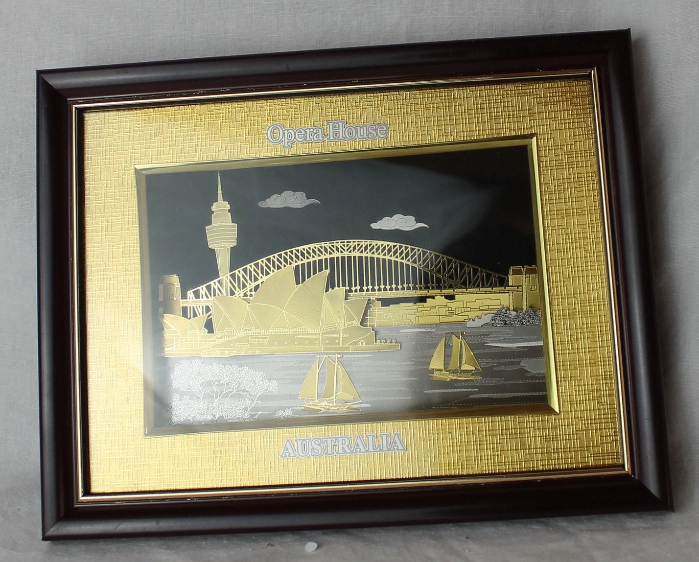 シドニー風景画 約124x102cm 金色フレーム Vintage Gold Sydney Skyline Framed Picture - Australia Gift Box - Etsy