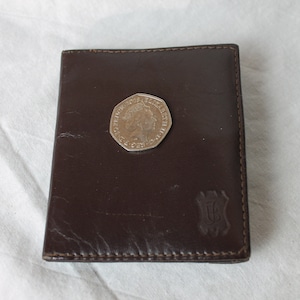 Small Wallet; Brown leather Vintage Billfold Wallet, Embossed with the initials JB