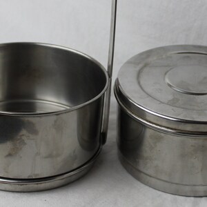 Tiffin Lunch box Stainless Steel Stacking Two container quality box made by Lalit, India in the 1960s, Vintage Quality. image 5