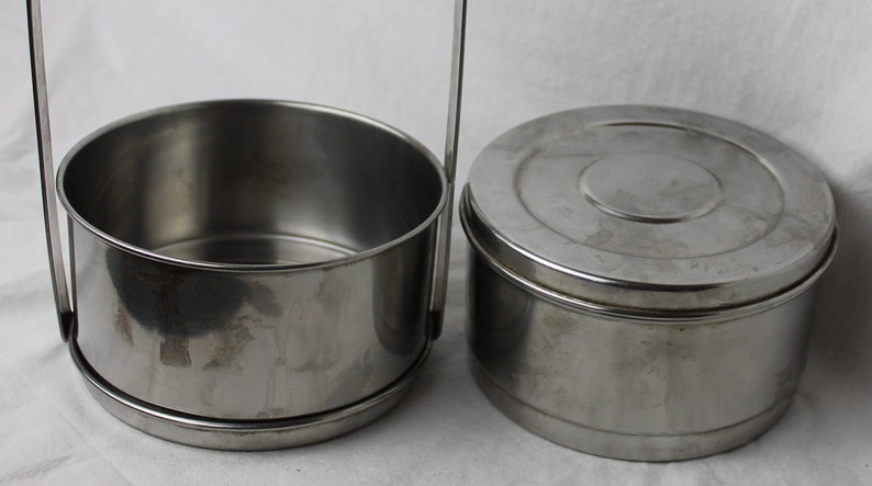 Tiffin Lunch box Stainless Steel Stacking Two container quality box made by Lalit, India in the 1960s, Vintage Quality. image 5