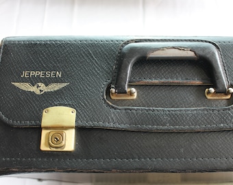 Flight Case; Jeppesen and Co Black Leather Attache Porte-documents, conception de boîte