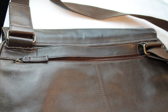 John Lewis Made in Italy Leather Messenger 2 Bag, Brown at John